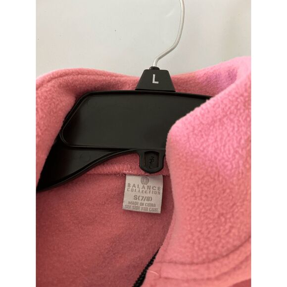NEW BALANCE Girls’ Pink Fleece Quarter-Zip Pullover – Soft Warm Cozy Sweatshirt - Picture 6 of 6